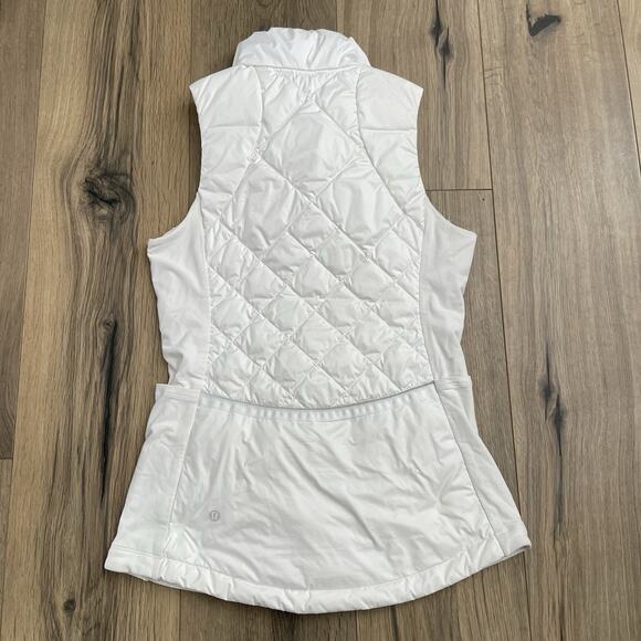 Lululemon Down For A Run Puffer Vest White Womens Size 4 Zip Up Hip Length - Picture 8 of 10